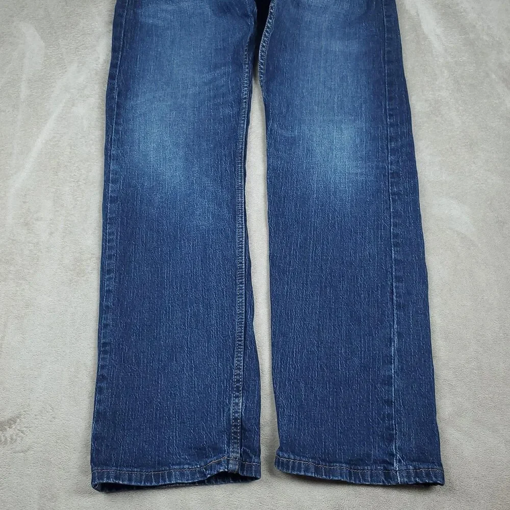 Levis 505 Jeans Mens 34x32 Blue Medium Wash Straight Stretch Zip Fly Denim